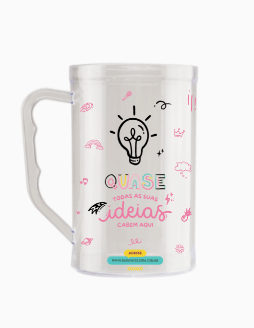 Caneca de Acrílico Transparente 300ml Personalizada
