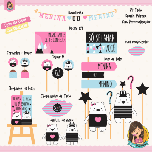 Kit Festa na Caixa Chá Revelação Ursinhos