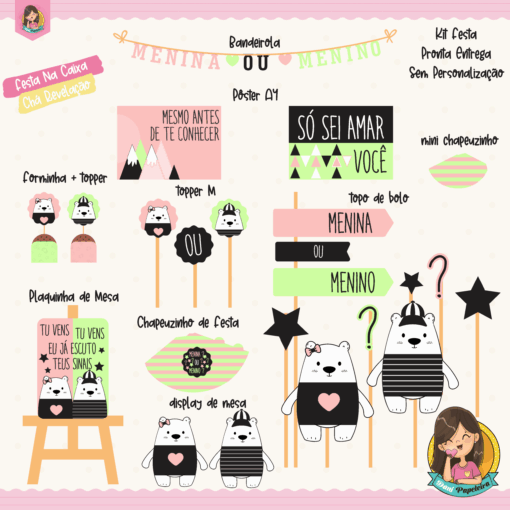 Kit Festa na Caixa Chá Revelação Ursinhos