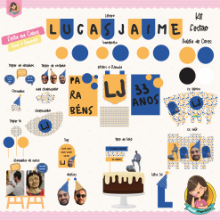 Kit Festa na Caixa Amarelo e Azul