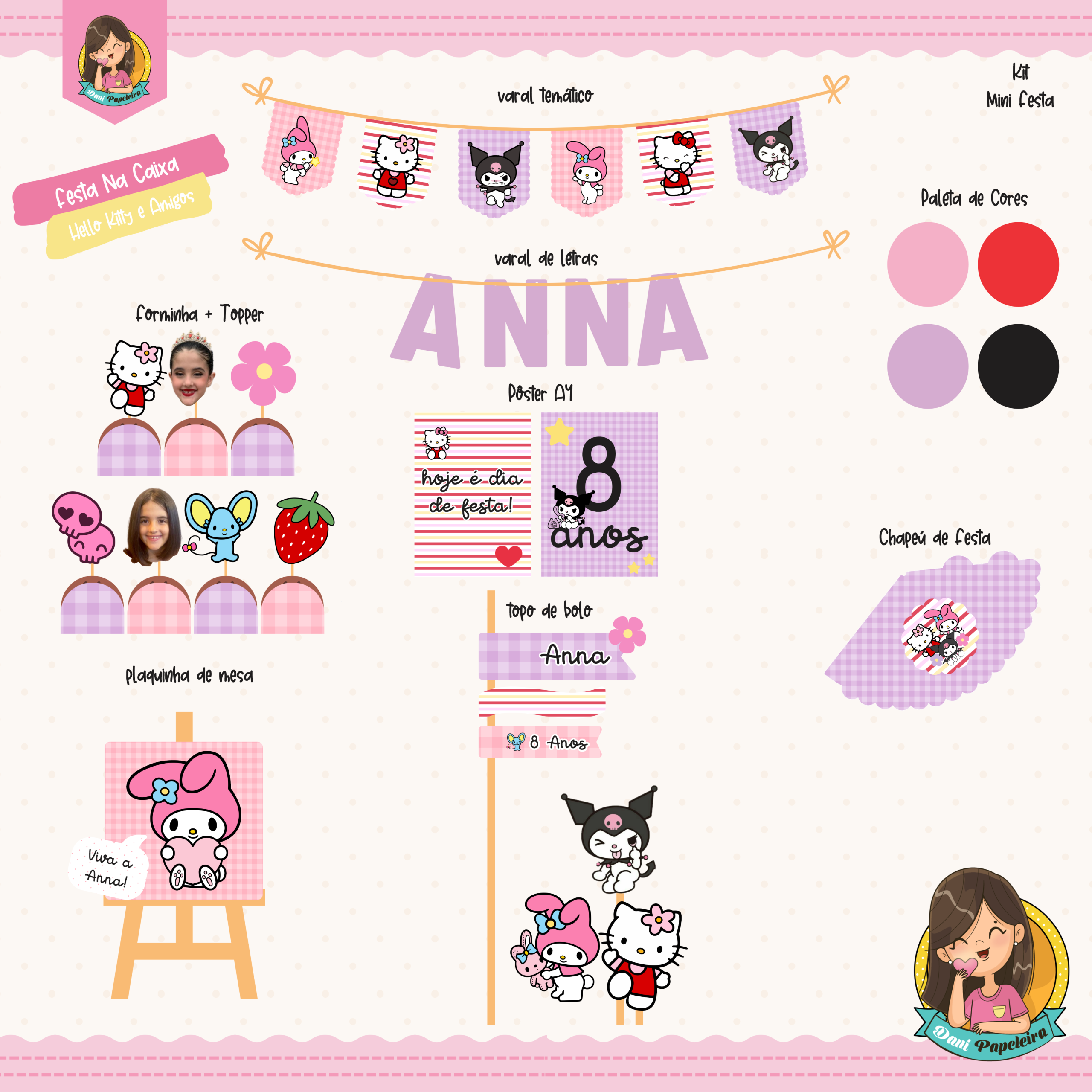 Kit Festa na Caixa Hello Kitty, Kuromi e My Melody - Imagem 2