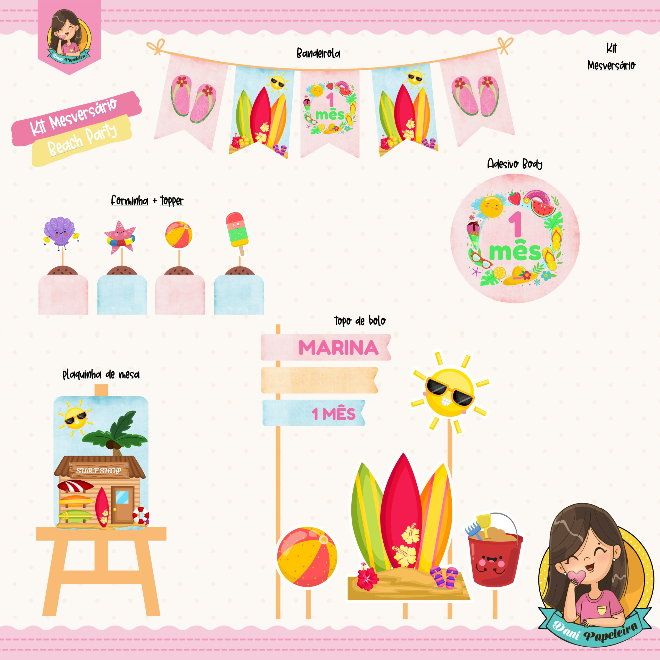 Kit Mesversário Beach Party