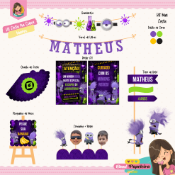 Festa na Caixa Minions Roxo