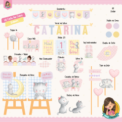 Kit Festa na Caixa Gatinhos Candy Color